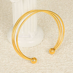 304ステンレススチール製カフバングル  女性のためのトルクバングル  18KGP本金メッキ  内径：2-1/2インチ（6.5cm）&nbsp;ID4406-2