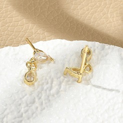 Brass Micro Pave Clear Cubic Zirconia Stud Earrings&nbsp;EJEW-R016-26G-02