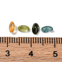 ファセットカットされた天然のマルチカラートルマリンカボション  後ろ向き  オーバル  5x3x2mm&nbsp;G-I295-05C-11A