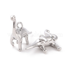 イオンプレーティング（ip）真鍮ペンダント  恐竜  プラチナメッキ  13x15x5mm  穴：1.4mm&nbsp;X-KK-A168-19P
