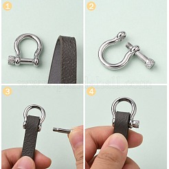 Tarnish Resistant 304 Stainless Steel D-Ring Anchor Shackle Clasps&nbsp;STAS-Z017-16P