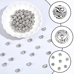チベットスタイルの合金ビーズ100個。  カドミウムフリー＆鉛フリー  ラウンド  アンティークシルバー  8mm  穴：1.5mm&nbsp;TIBE-PA0001-07
