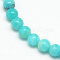Grade AB Natural Gemstone Amazonite Round Beads Strands&nbsp;G-O017-6mm-08B