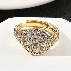 Brass Micro Pave Cubic Zirconia Cuff Rings for Women&nbsp;RJEW-A069-13G-03