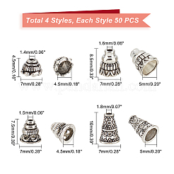 200Pcs 4 Style Tibetan Style Alloy Bead Cones&nbsp;FIND-PH0004-54