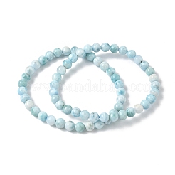 Round Natural Hemimorphite Beaded Stretch Bracelets for Men Women&nbsp;BJEW-B136-01A