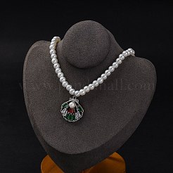 304 Stainless Steel Colorful Cubic Zirconia Shell Shape Pendant Necklaces&nbsp;STAS-Z114-22P