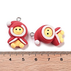 クリスマステーマの不透明樹脂ペンダント  クリスマスチャーム  ひよこ  27x18.5x9.2mm  穴：2mm&nbsp;RESI-N039-106