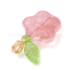 クリアガラスペンダント  花  金色の銅線と透明アクリルを使用  ミックスカラー  17.5x13x6mm  穴：2.7mm&nbsp;PALLOY-JF03961