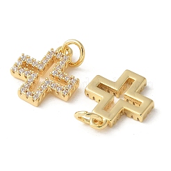 Brass Micro Pave Clear Cubic Zirconia Pendants&nbsp;KK-Q031-35G-01