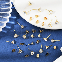 Brass Rhinestone Stud Earring Findings&nbsp;KK-BBC0021-13G