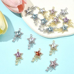 16色ラックメッキ合金アクリルパーツ2個  スターのチャーム  プラチナ·ゴールデン  30.5x16.5x5.5mm  穴：1.8mm  8個/カラー&nbsp;FIND-FS0003-40