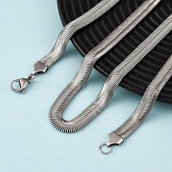 8mm 304 ステンレススチール フラットスネークチェーンネックレス  変色しない  ステンレス鋼色  23.23インチ（59cm）&nbsp;NJEW-P338-09P