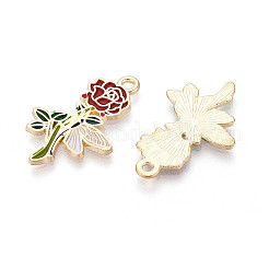 合金エナメルチャーム  花  鉛フリー＆カドミウムフリー  ライトゴールド  27.5x17.5x1mm  穴：1.8mm&nbsp;ENAM-N062-11KCG