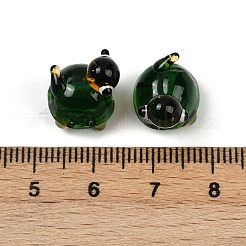 手作りランプワークビーズ  カメ  シーグリーン  13x11x15mm  穴：1.8mm&nbsp;LAMP-B028-05