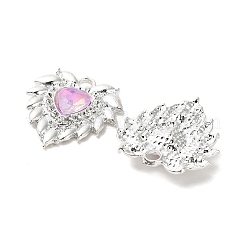 ラックメッキ合金ラインストーンペンダント  鉛フリー＆カドミウムフリー  ハート  銀  パープル  20x20x4mm  穴：2mm&nbsp;PALLOY-D028-03B-S-RS