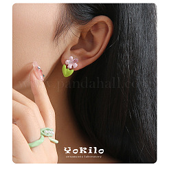Brass Enamel Stud Earrings&nbsp;WG69E6D-01