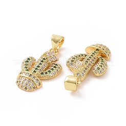 Brass Micro Pave Cubic Zirconia Pendants&nbsp;ZIRC-P106-15G