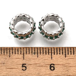 真鍮のガラスビーズ  カドミウムフリー＆ニッケルフリー＆鉛フリー  コラム  プラチナメッキ  9.5x6.5mm  穴：6mm&nbsp;KK-M318-31P