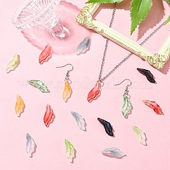 100個透明ガラスペンダント  葉  ミックスカラー  26x9x4mm  穴：1mm&nbsp;GLAA-CJ0002-63