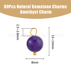 80Pcs Natural Amethyst Round Charms&nbsp;PALLOY-DC00001