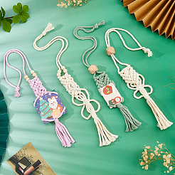 4Pcs 4 Colors Cotton Braided Holder Pendant Decorations&nbsp;HJEW-FH0001-85