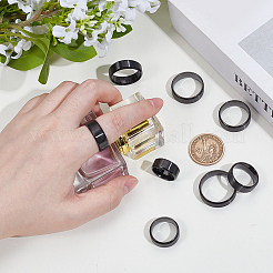 女性用ステンレススチール指輪 24個 8スタイル  ブラック  8mm  内径：16~23.1mm  3個/スタイル&nbsp;RJEW-NB0001-06EB