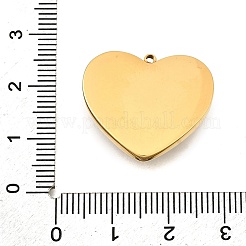 304ステンレスペンダント  ゴールデン·ステンレス鋼色  ハート  21.5x24x7mm  穴：1.5mm&nbsp;STAS-M123-03I-PG02