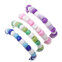 ガラスシードビーズストレッチリング  女性用アクリルフラットラウンドハートリング  ミックスカラー  7mm  内径：20mm  4個/セット&nbsp;RJEW-JR00702