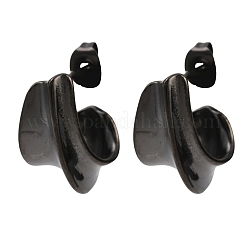 316サージカルステンレススタッドピアス  J字型  イオンプレーティング（ip）  ブラック  18.5x10mm&nbsp;EJEW-C160-09EB