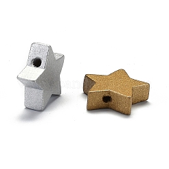 スプレー塗装天然木ビーズ  スター  ミックスカラー  18~18.5x20x6mm  穴：2mm  約710個/500g&nbsp;WOOD-Q030-70-M
