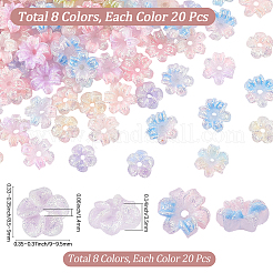160本8色樹脂カボション  ネイルアートの装飾の付属品  花  ミックスカラー  8.5~9x9~9.5x3.5mm  穴：1.4mm  20個/カラー&nbsp;MRMJ-PA0001-01