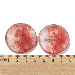 チェリークォーツガラスビーズ  フラットラウンド  35~36.5x7.5mm  穴：1.2mm&nbsp;G-B070-17A