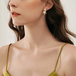 真鍮マイクロパヴェクリアキュービックジルコニアスタッドピアス1セット  非対称イヤリング  耳ナッツ  ニッケルフリー  ヒトデ  18KGP本金メッキ  11x10.5ミリ＆20.5x12mm  ピン：0.7mm&nbsp;EJEW-SZ0002-10