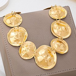 合金テクスチャードディスクリンクビブネックレス（女性用）  ゴールドカラー  22.83インチ（58cm）&nbsp;WG63054-01