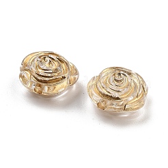 メッキアクリルビーズ  ゴールドライン入り  花  淡い茶色  17x16.5x7.5mm  穴：2mm&nbsp;X-OACR-Q084-16A