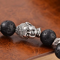 Trendy Natural Lava Rock Beaded Stretch Bracelets&nbsp;BJEW-JB02097-05