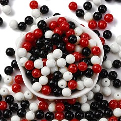 不透明なアクリルビーズ  ラウンド  ブラック  7~7.5x7.5~7.8x7.5~7.8mm  穴：1.6mm&nbsp;SACR-Q004-02M