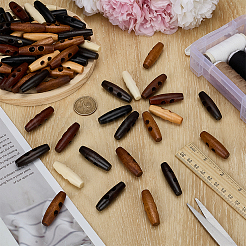 96Pcs 8 Styles DIY Wooden Toggle Horn Buttons&nbsp;FIND-FG0004-63