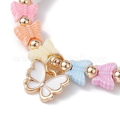 Polymer Clay Heishi Surfer Stretch Bracelet with Acrylic Butterfly Charms&nbsp;BJEW-JB09915-02
