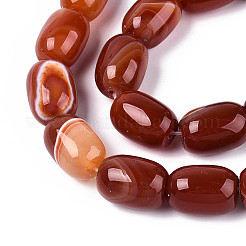 天然石瑪瑙ビーズ連売り  染め  バレル  チョコレート  16~18x12~13.5mm  穴：1mm  約22個/連  15.35インチ（39cm）&nbsp;G-N356-02A-11