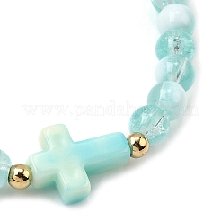 6Pcs 6 Colors Crackle Glass Round Beaded Stretch Bracelets&nbsp;BJEW-JB12063