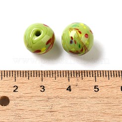 手作りランプワークビーズ  ラウンド  オリーブドラブ  11~12.5x10~12mm  穴：1~1.8mm&nbsp;LAMP-P063-01F