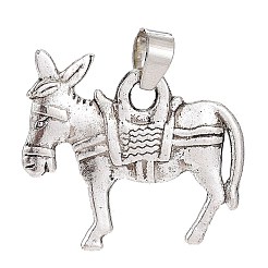 合金ペンダント  ベイルにスナップ付き  ロバの形  アンティークシルバー  26x29x2.5mm  穴：6mm&nbsp;PALLOY-H170-53AS