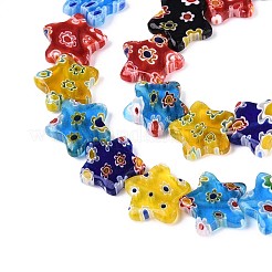ハンドメイドミッレフィオーリ ランプワークビーズ連売り  スター  カラフル  13~14x14~14.5x3.5~4mm  穴：0.9~1mm  約27個/連  13.19~13.39''（33.5~34センチメートル）&nbsp;LAMP-T022-17
