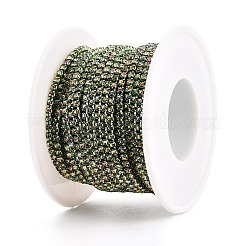 鉄ラインストーンカップチェーン  スプールで  ダークシーグリーン  2x2x2mm  約10ヤード/ロール&nbsp;CH-N005-05B