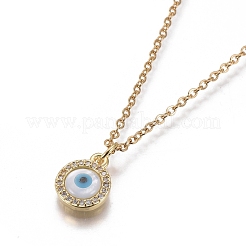 Brass Micro Pave Cubic Zirconia Pendant Necklaces&nbsp;NJEW-F274-04G