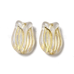 メッキアクリルビーズ  ゴールドライン入り  チューリップ  ゴールド  16x11.5x7mm  穴：2mm&nbsp;X-MACR-J123-42