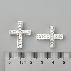 合金ラインストーンビーズ  グレードA  クロス  銀色のメッキ  クリスタル  25x20x6mm  穴：1.5mm&nbsp;RB-C1343-01S
