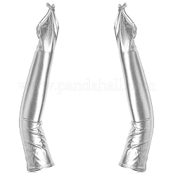 女性用光沢のあるポリエステル製ロング指なし手袋  銀  482~483x105~106x1mm&nbsp;AJEW-CL0003-03A